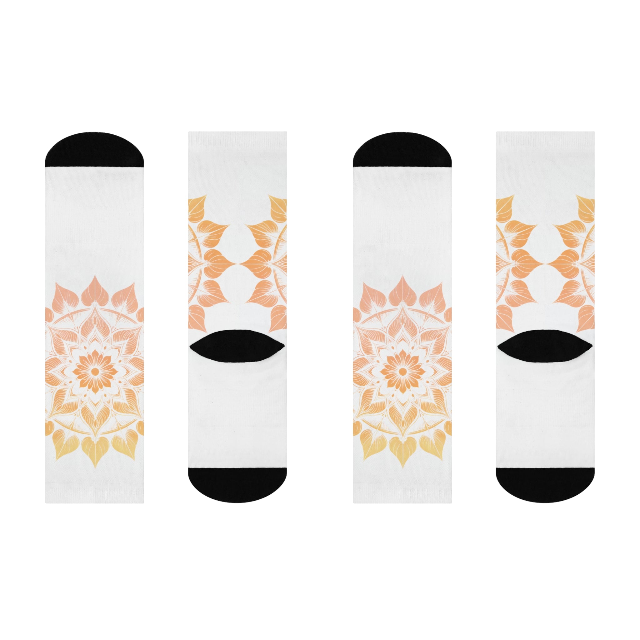 Antique Mandala on White Cushioned Crew Socks