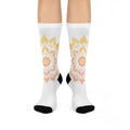 Antique Mandala on White Cushioned Crew Socks
