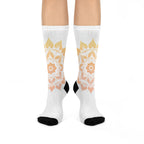 Antique Mandala on White Cushioned Crew Socks