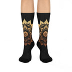 Antique Mandala on Black Cushioned Crew Socks