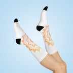 Antique Mandala on White Cushioned Crew Socks