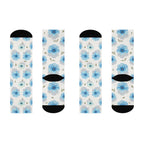 Floral Blue Porcelain Cushioned Crew Socks