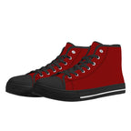 Red All Over Canvas Hightops (black pair angled)