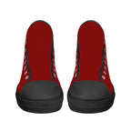Red All Over Canvas Hightops (black pair front)