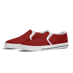 Red All Over Canvas Slipons (white pair angled)