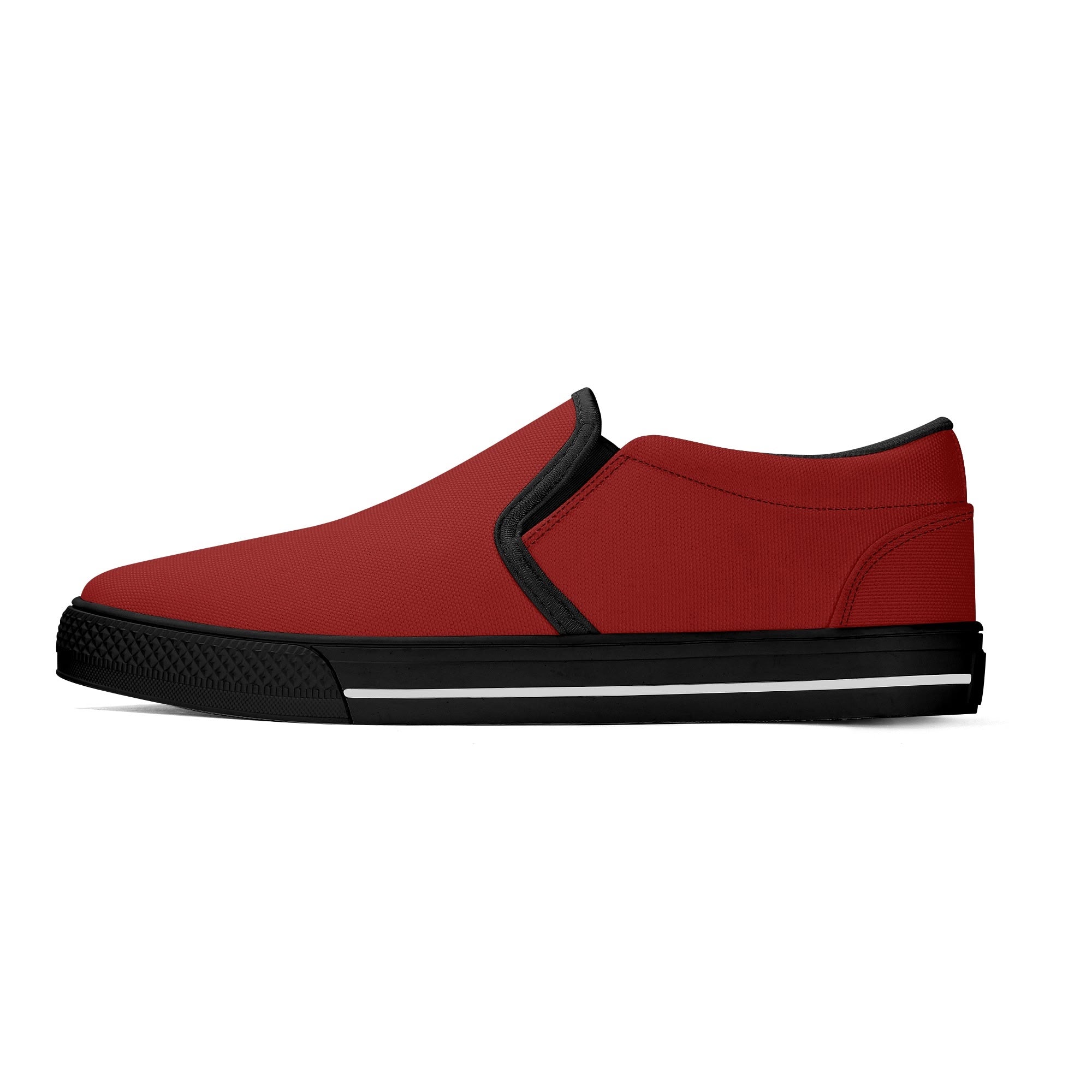 Red All Over Canvas Slipons (black left outside)