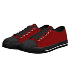 Red All Over Canvas Lowtops (black pair angled)