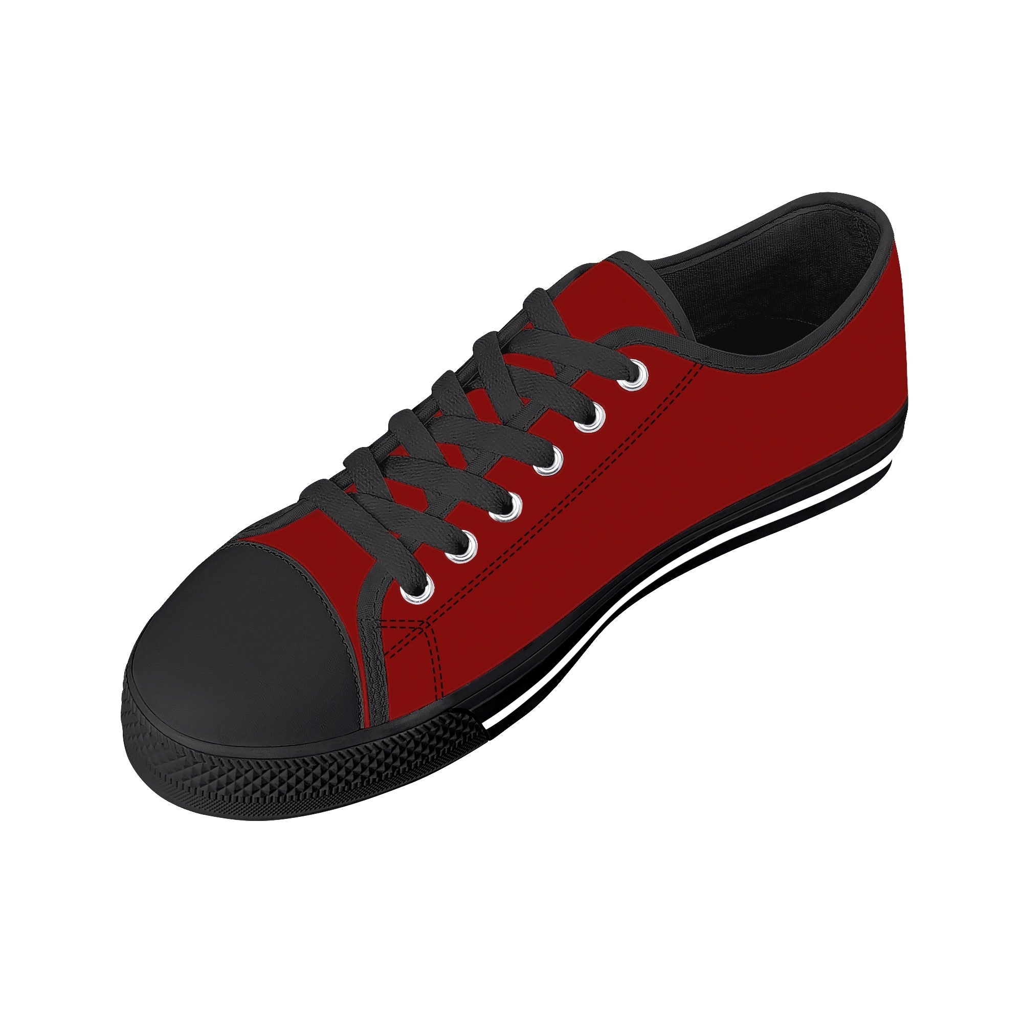 Red All Over Canvas Lowtops (black right above angled)