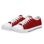 Red All Over Canvas Lowtops (white pair angled)