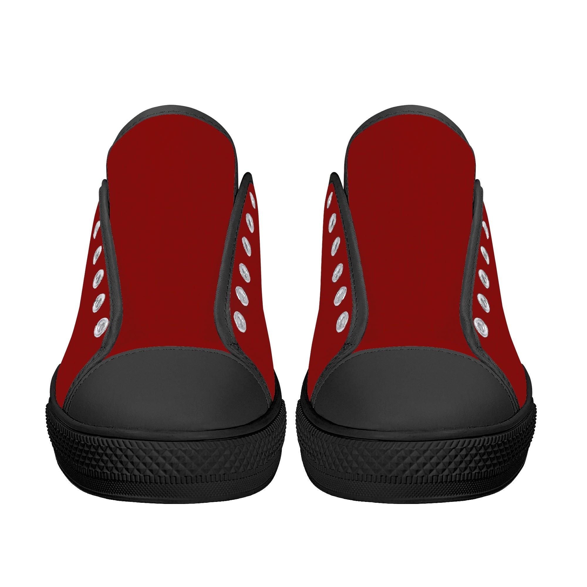 Red All Over Canvas Lowtops (black pair front)