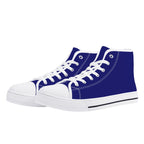 Midnight Blue All Over Canvas Hightops (white pair angled)
