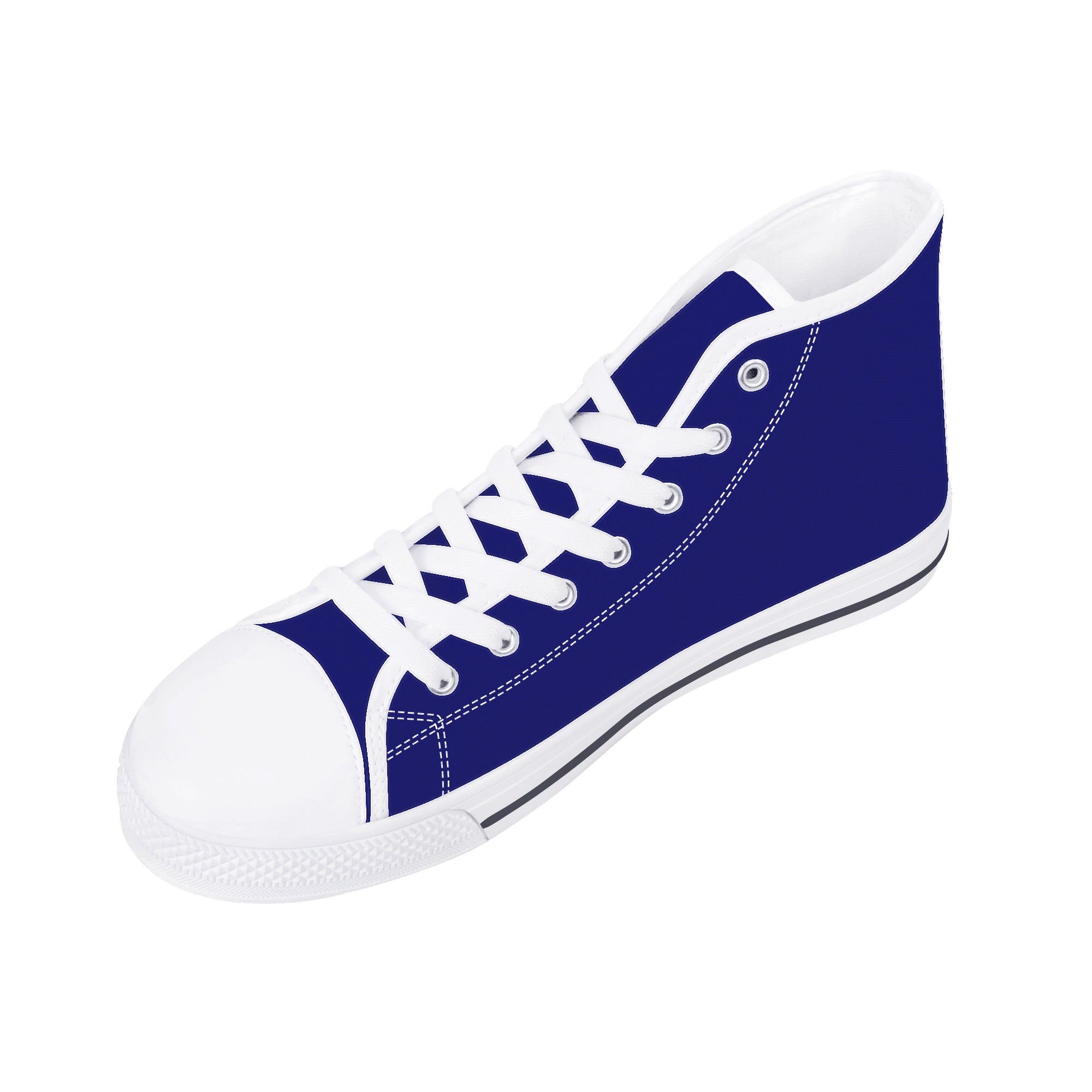 Midnight Blue All Over Canvas Hightops (white right above angled)