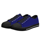 Midnight Blue All Over Canvas Lowtops (black pair angled)