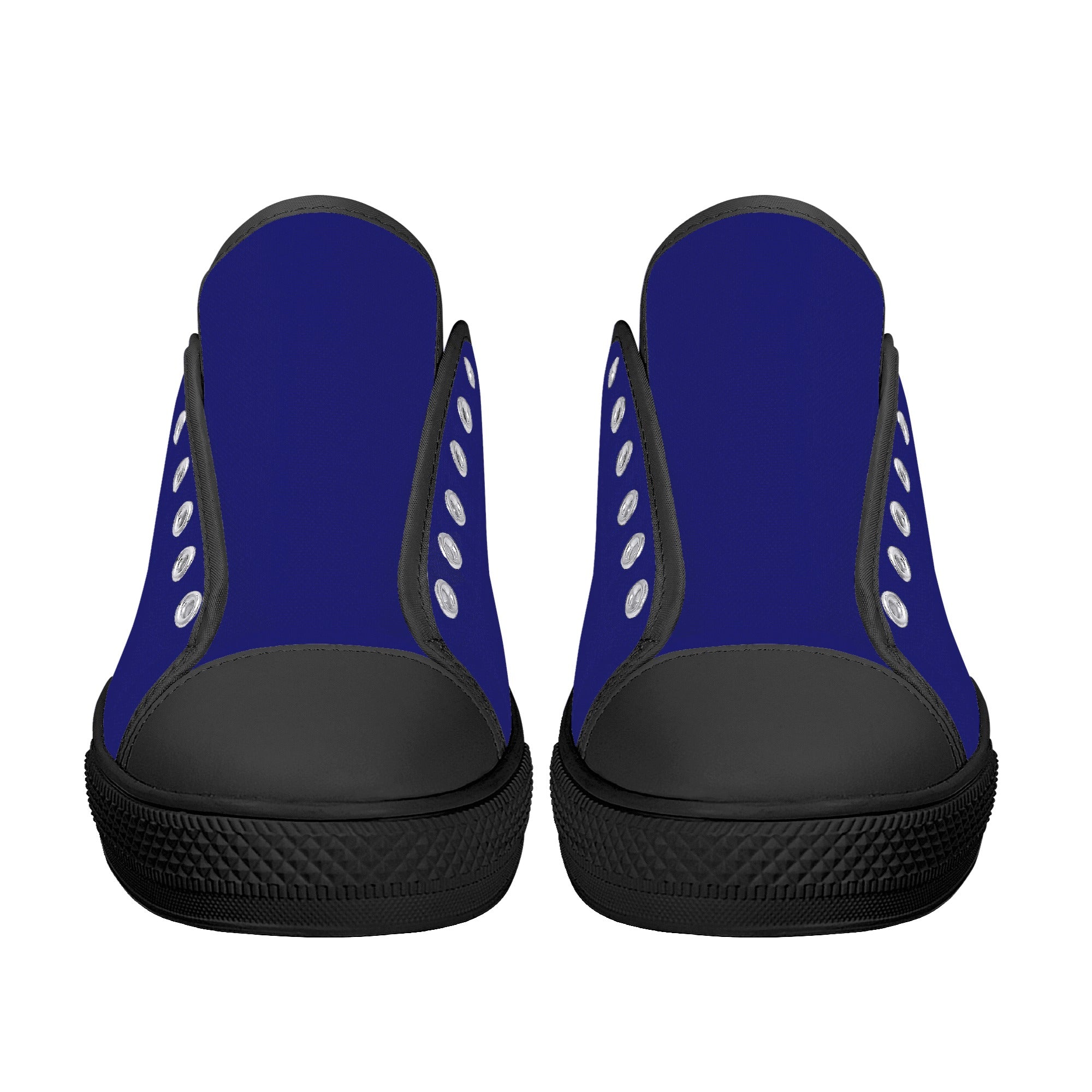 Midnight Blue All Over Canvas Lowtops (black pair front)