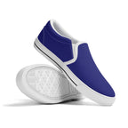 Midnight Blue All Over Canvas Slipons (white pair stacked)