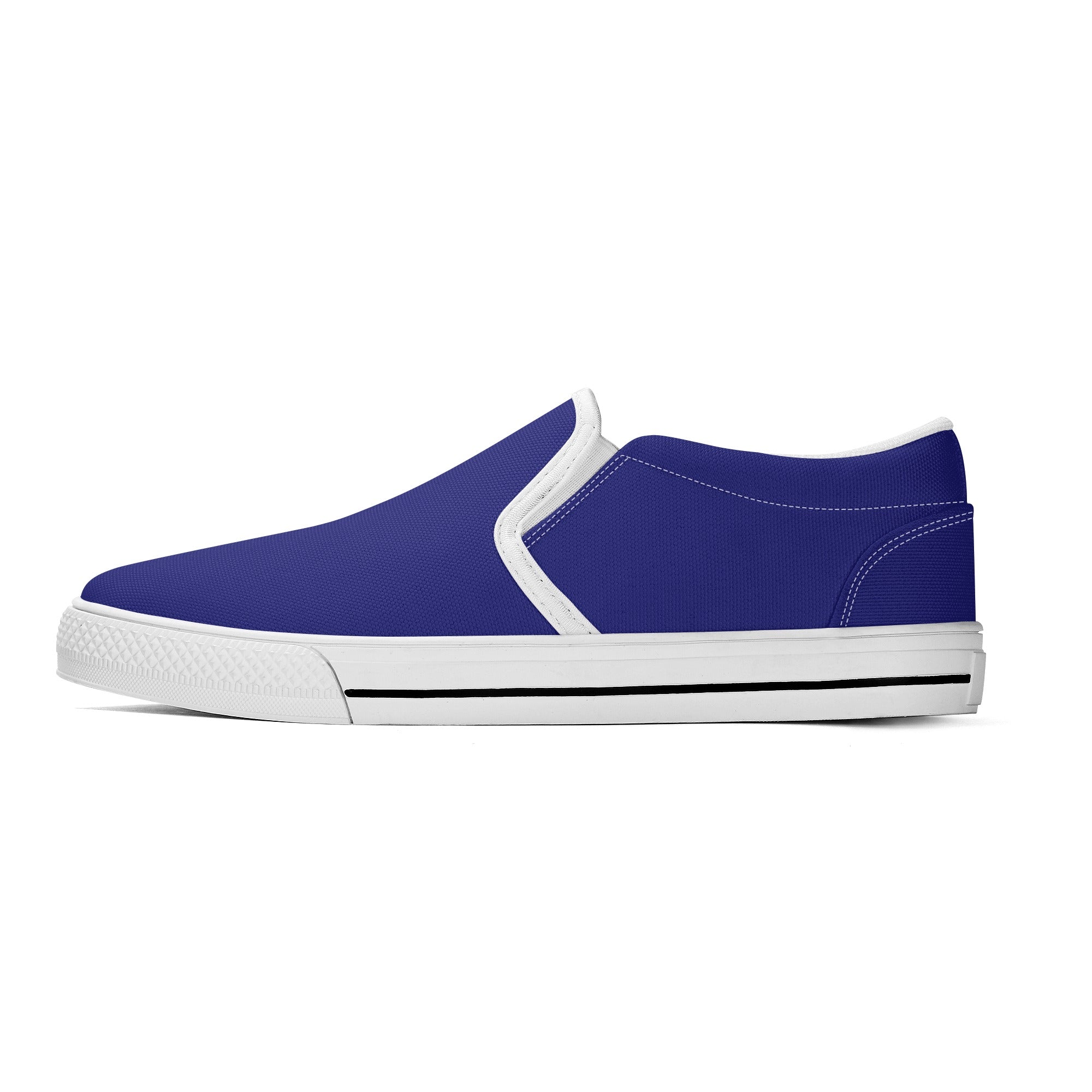 Midnight Blue All Over Canvas Slipons (white left outside)