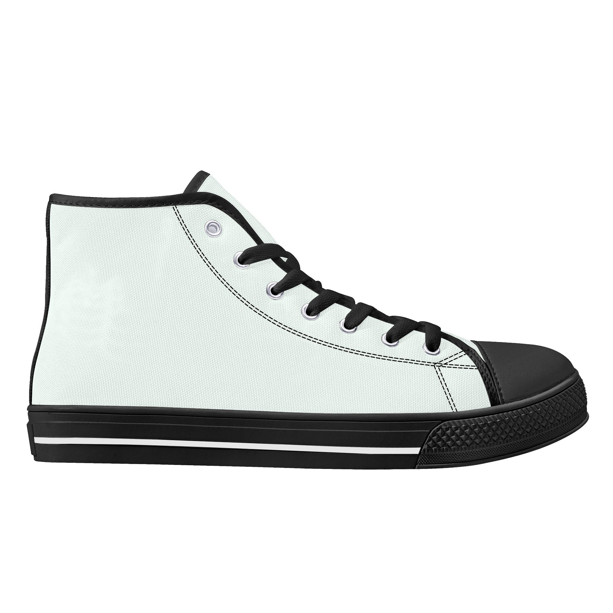Mint Cream All Over Canvas Hightops (black right outside)