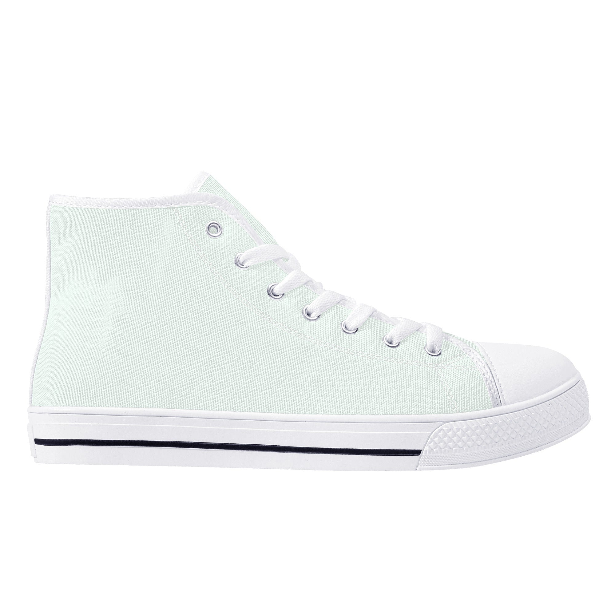 Mint Cream All Over Canvas Hightops (white right outside)