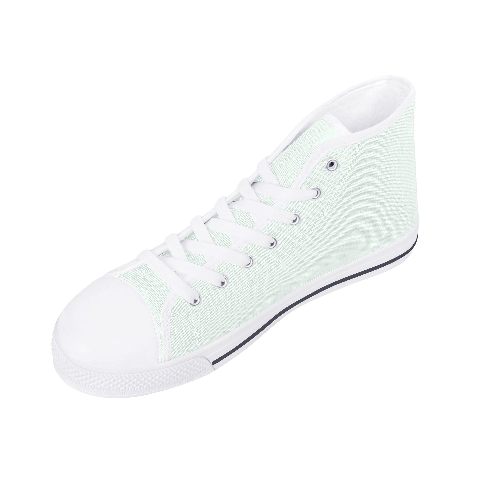 Mint Cream All Over Canvas Hightops (white right above angled)