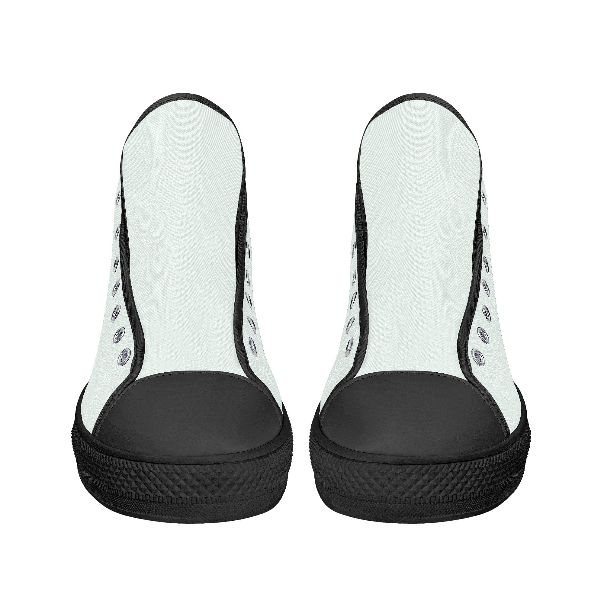 Mint Cream All Over Canvas Hightops (black pair front)