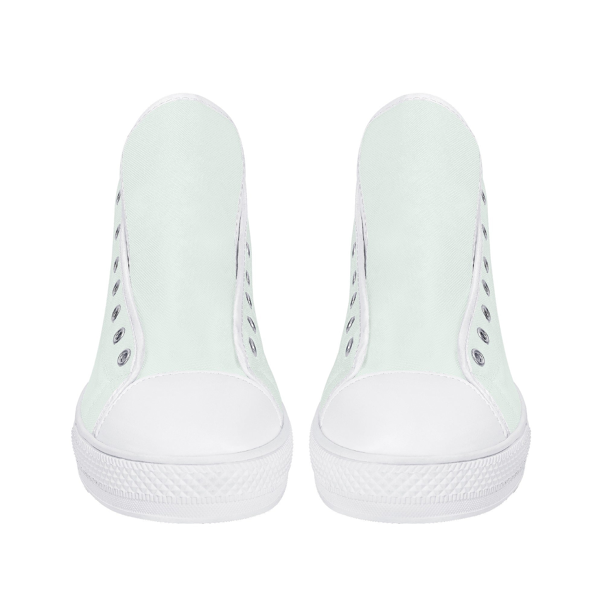Mint Cream All Over Canvas Hightops (white pair front)