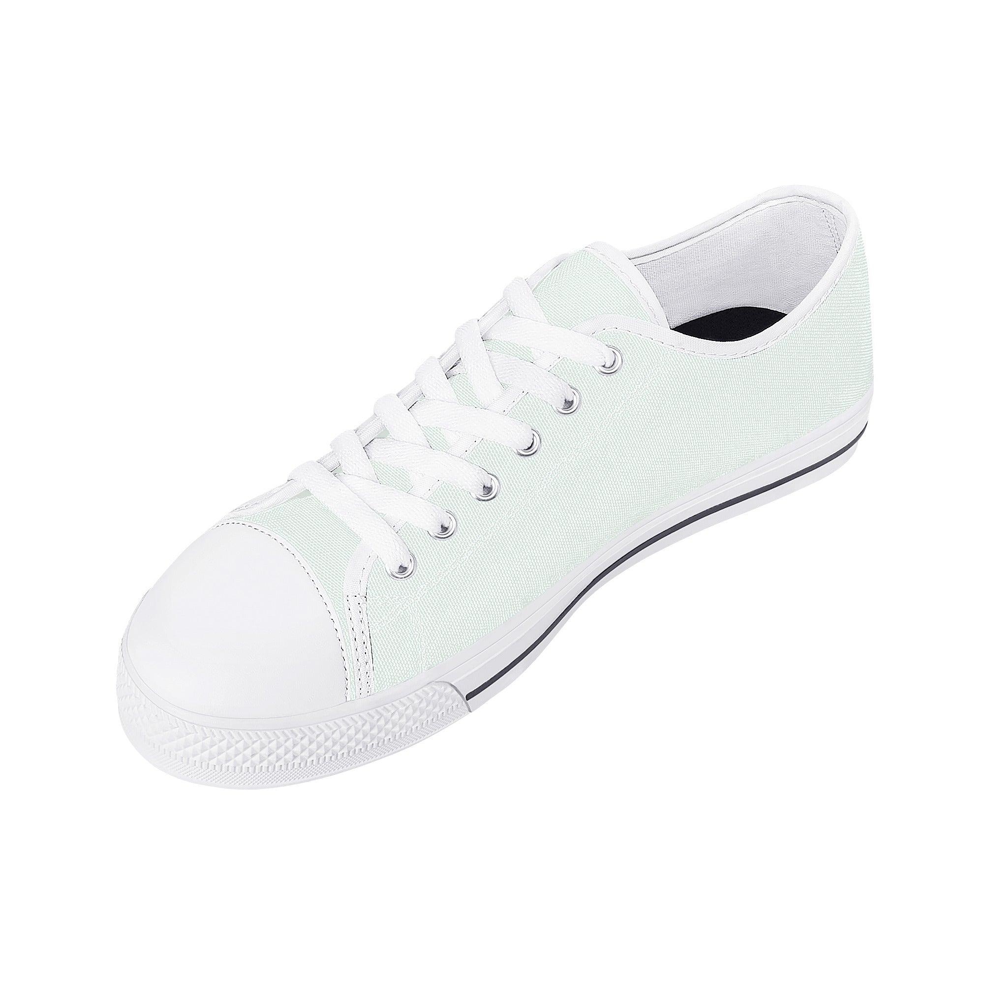 Mint Cream All Over Canvas Lowtops (white right above angled)