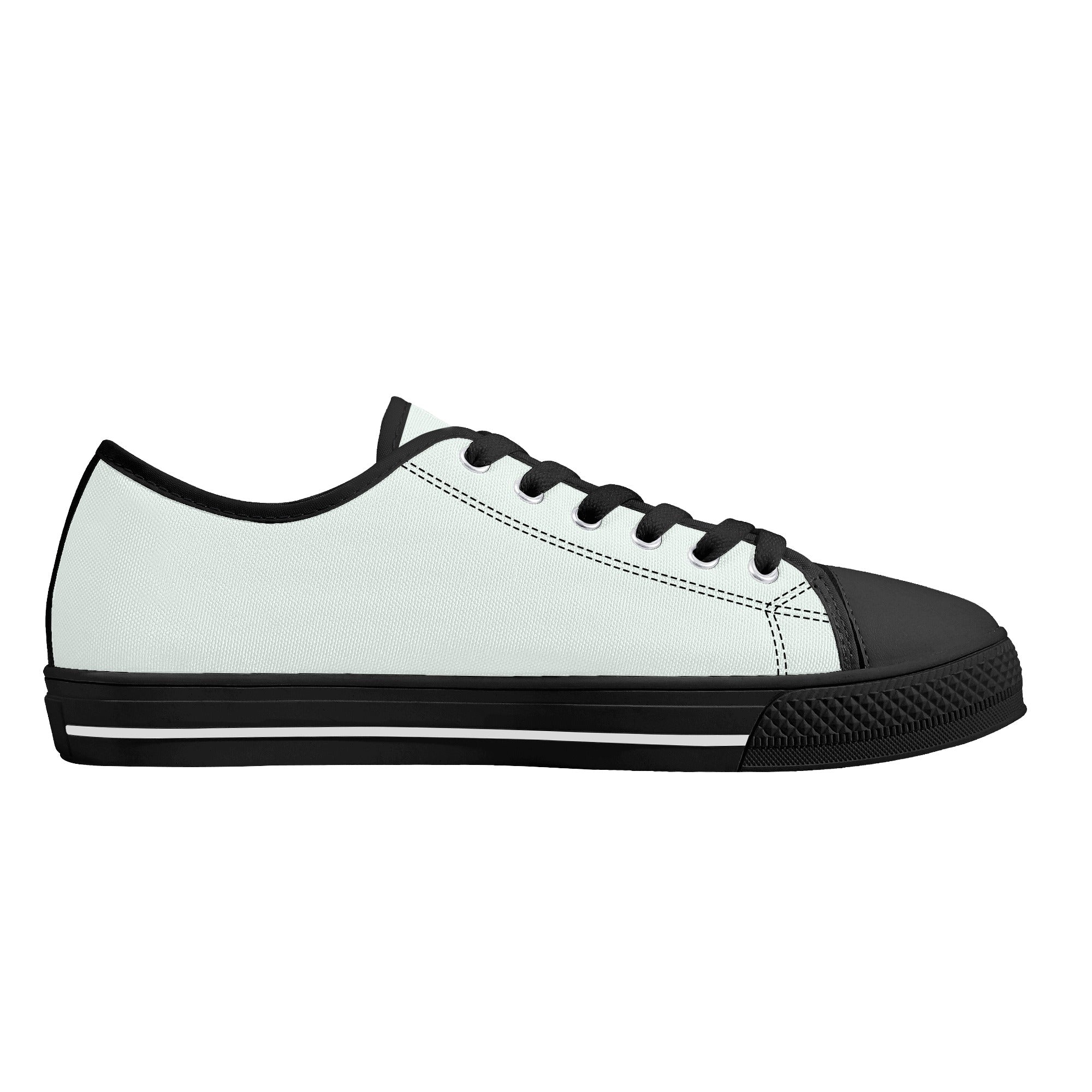 Mint Cream All Over Canvas Lowtops (black left inside)