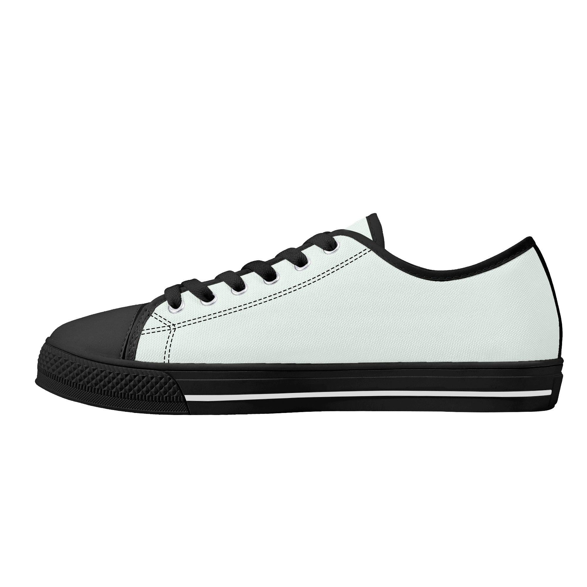 Mint Cream All Over Canvas Lowtops (black right inside)