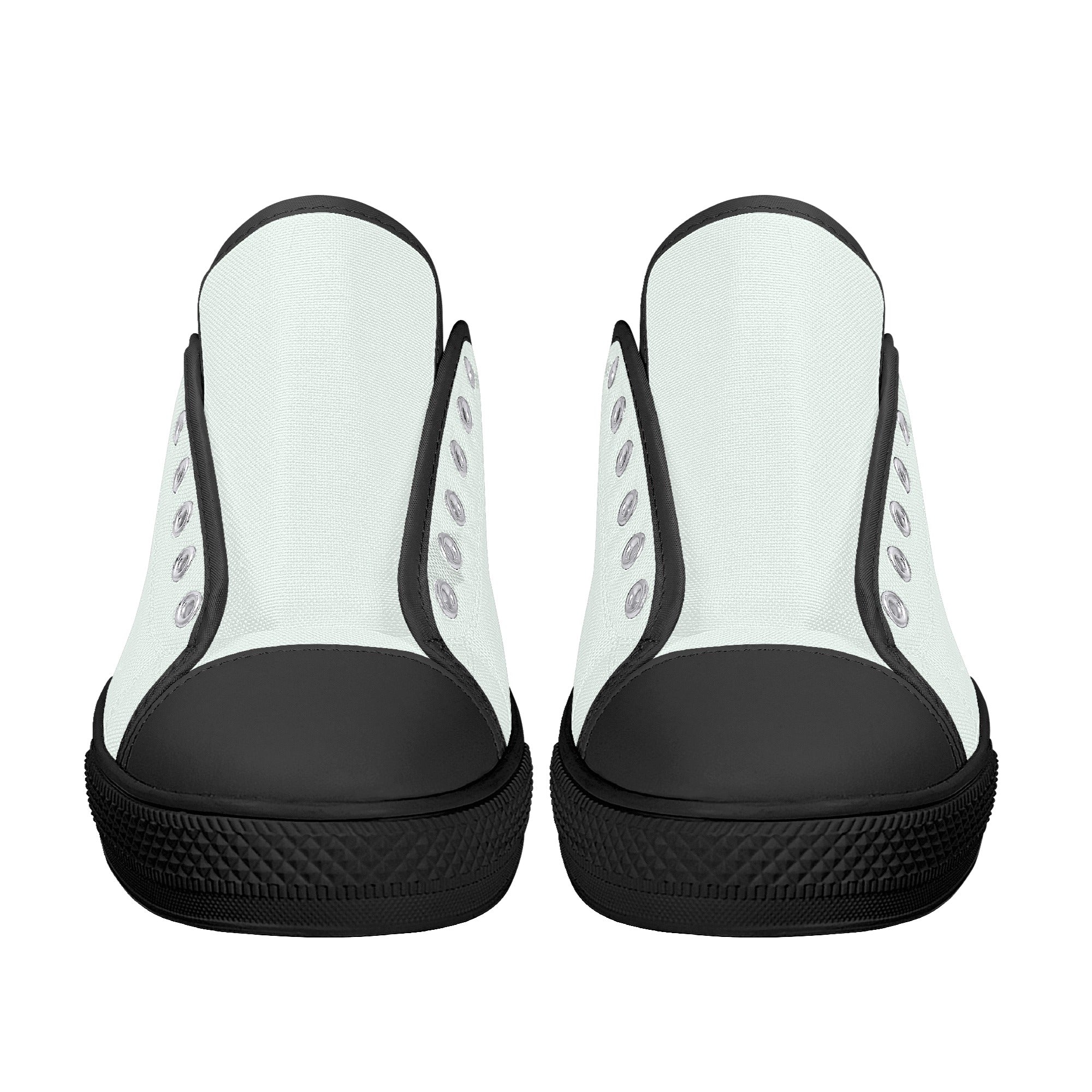 Mint Cream All Over Canvas Lowtops (black pair front)