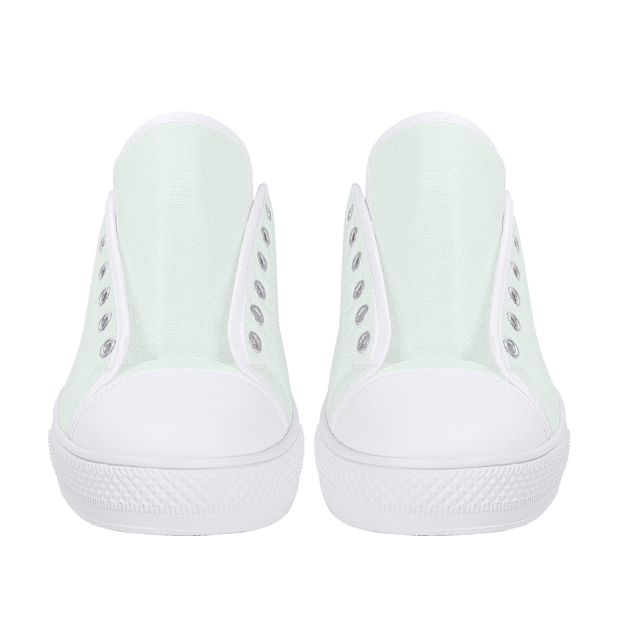 Mint Cream All Over Canvas Lowtops (white pair front)