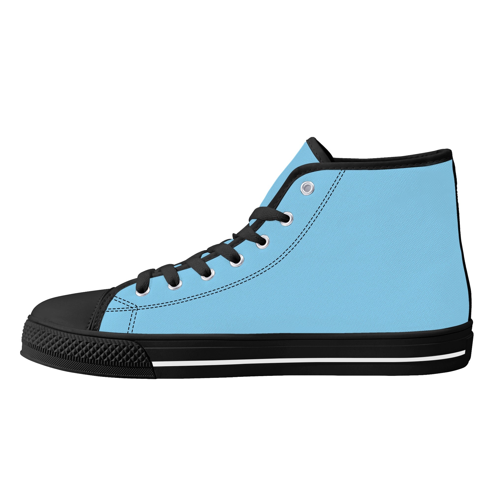 Baby Blue All Over Canvas Hightops (black right inside)