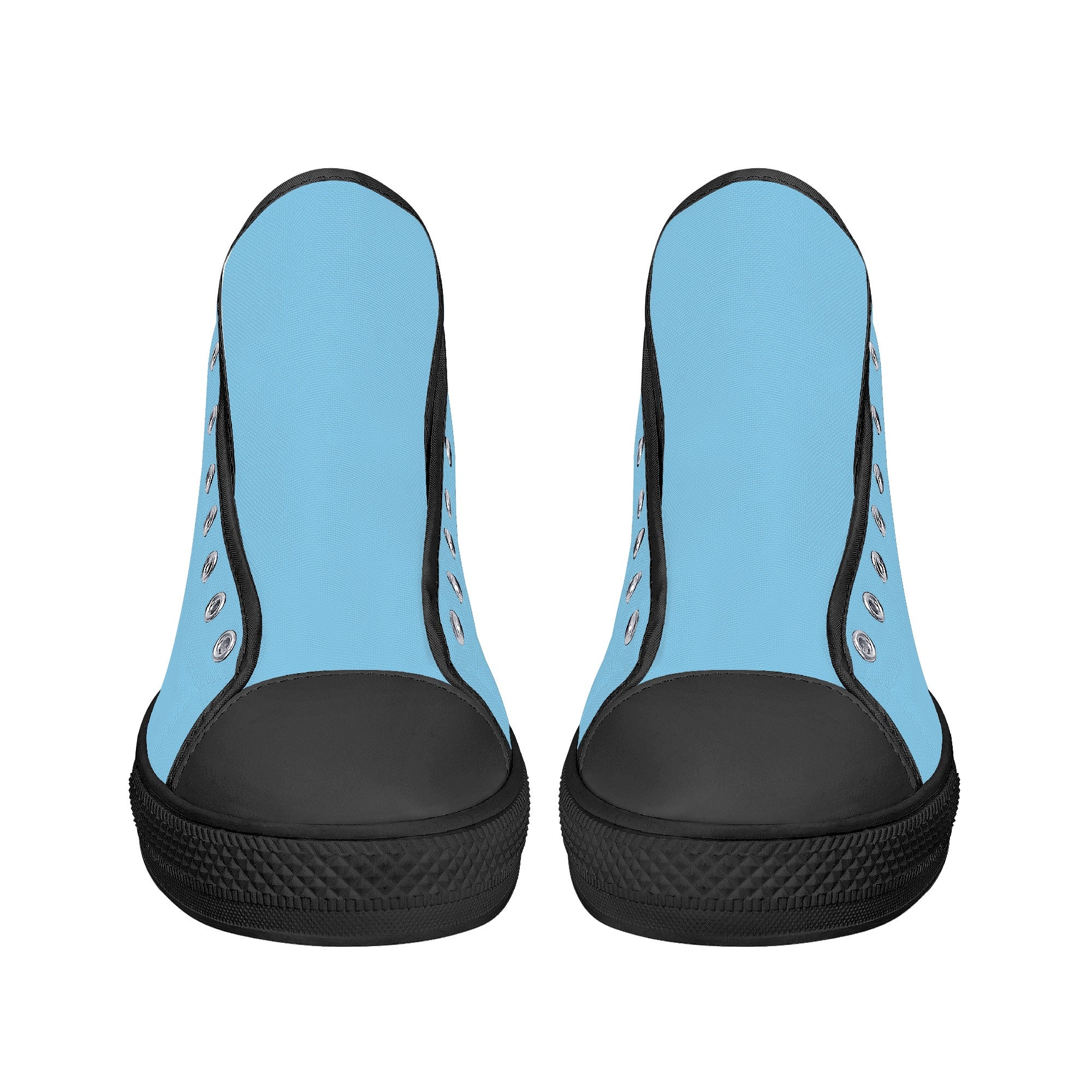 Baby Blue All Over Canvas Hightops (black pair front)