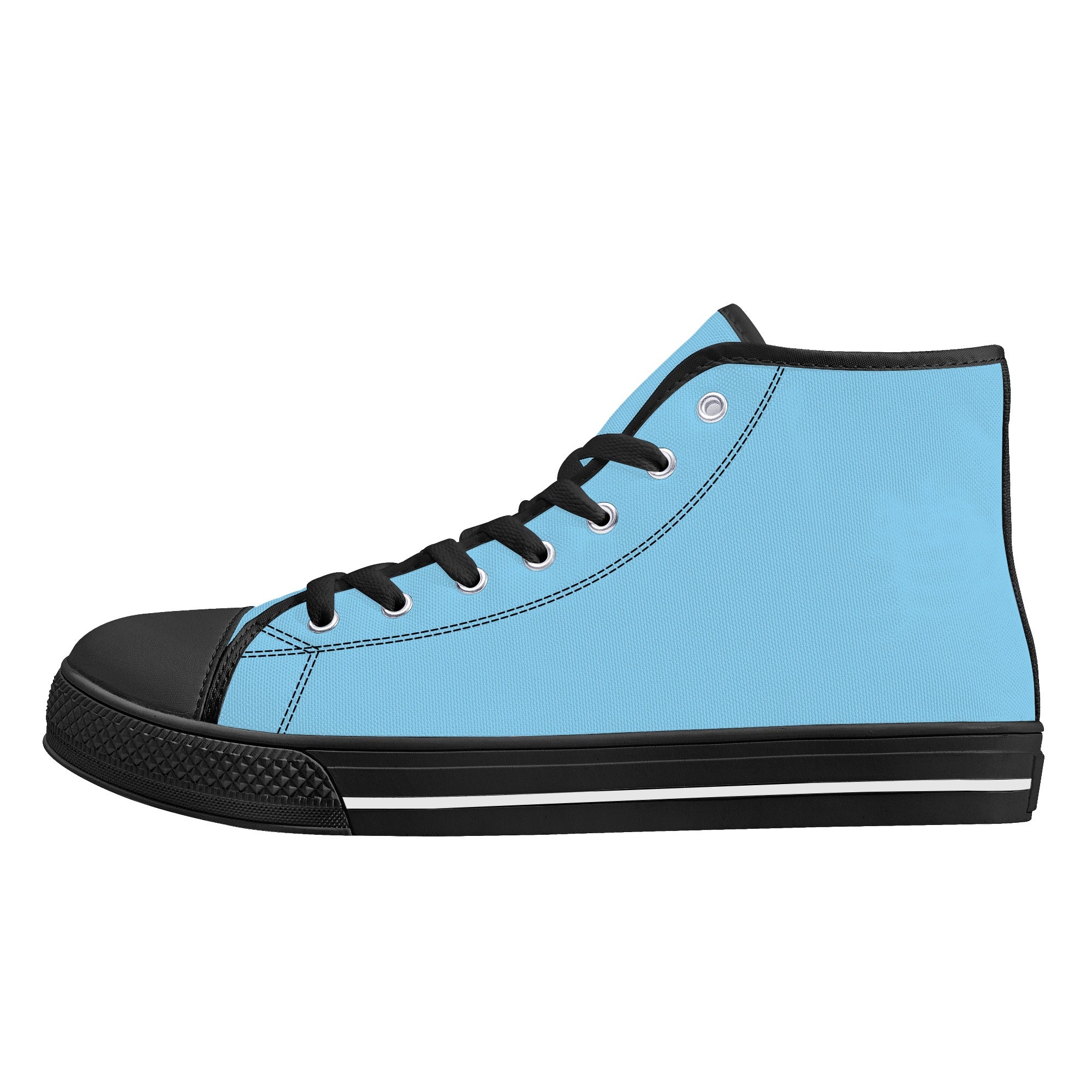 Baby Blue All Over Canvas Hightops (black left outside)
