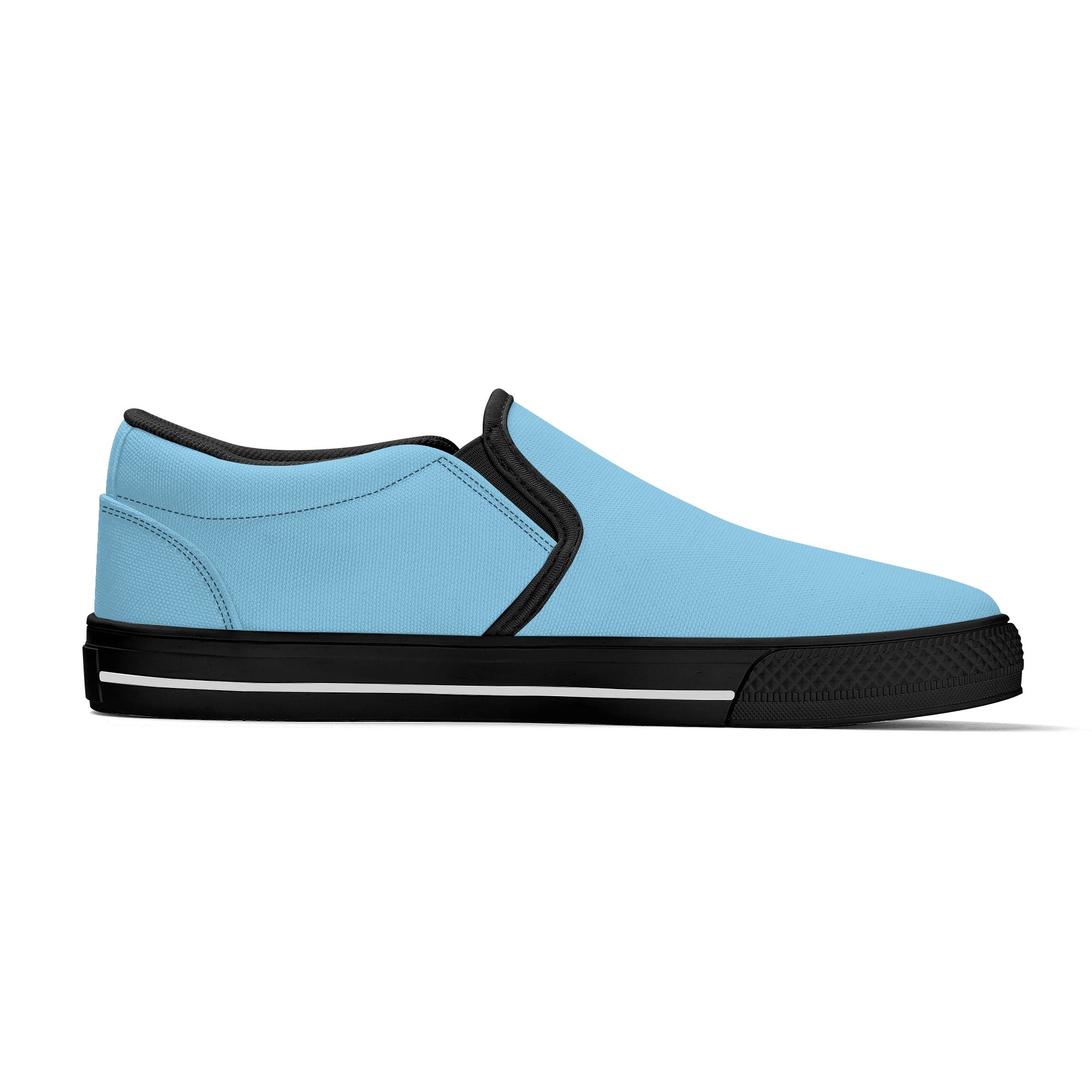 Baby Blue All Over Canvas Slipons (black left inside)