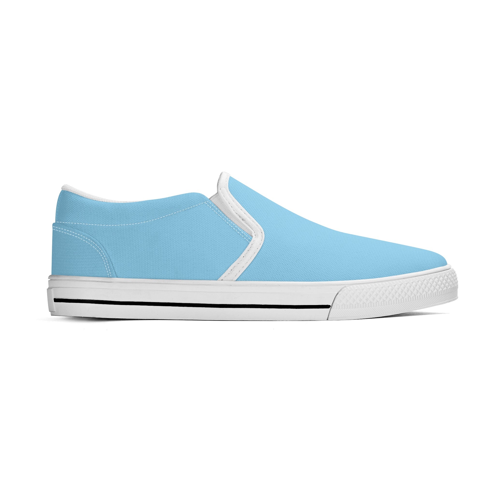 Baby Blue All Over Canvas Slipons (white right outside)
