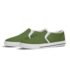 Dark Olive Green All Over Canvas Slipons (white pair angled)