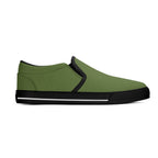Dark Olive Green All Over Canvas Slipons (black right outside)