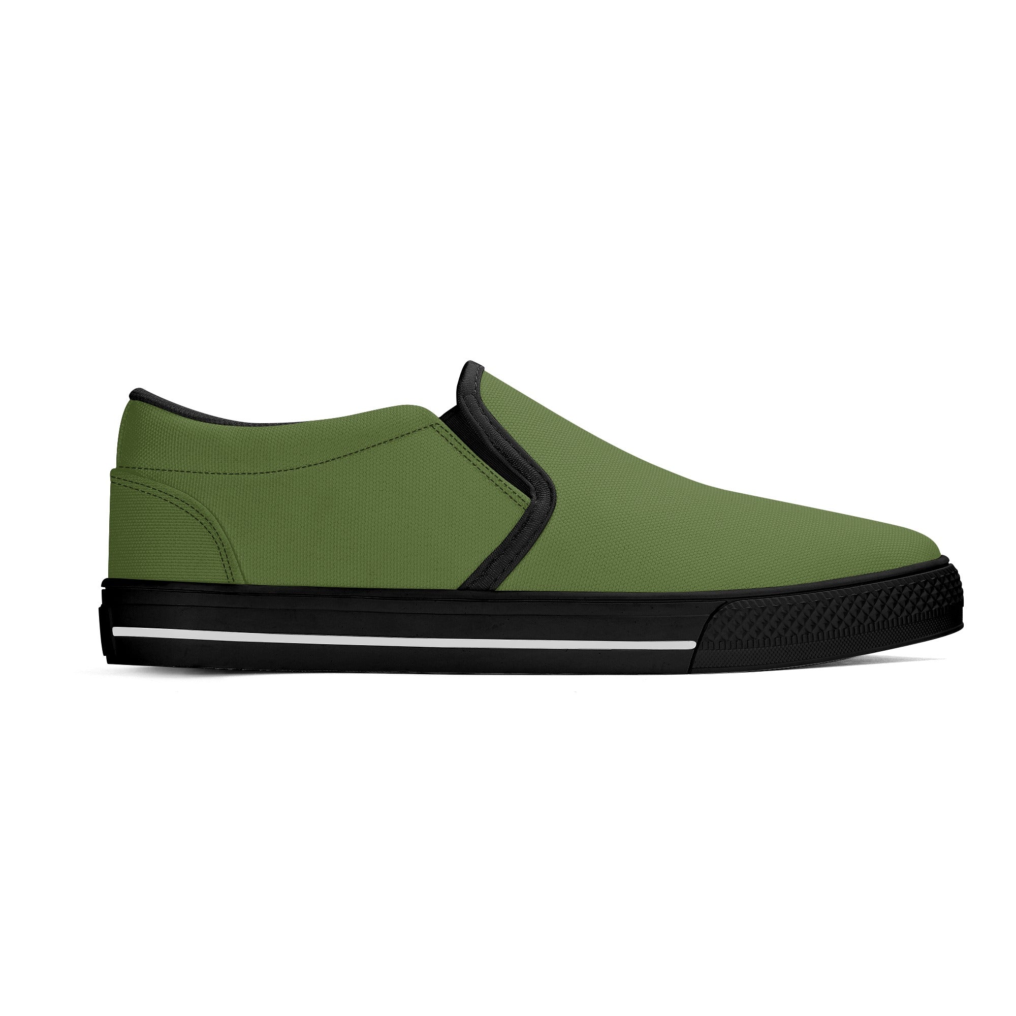 Dark Olive Green All Over Canvas Slipons (black right outside)