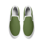 Dark Olive Green All Over Canvas Slipons (white pair top)