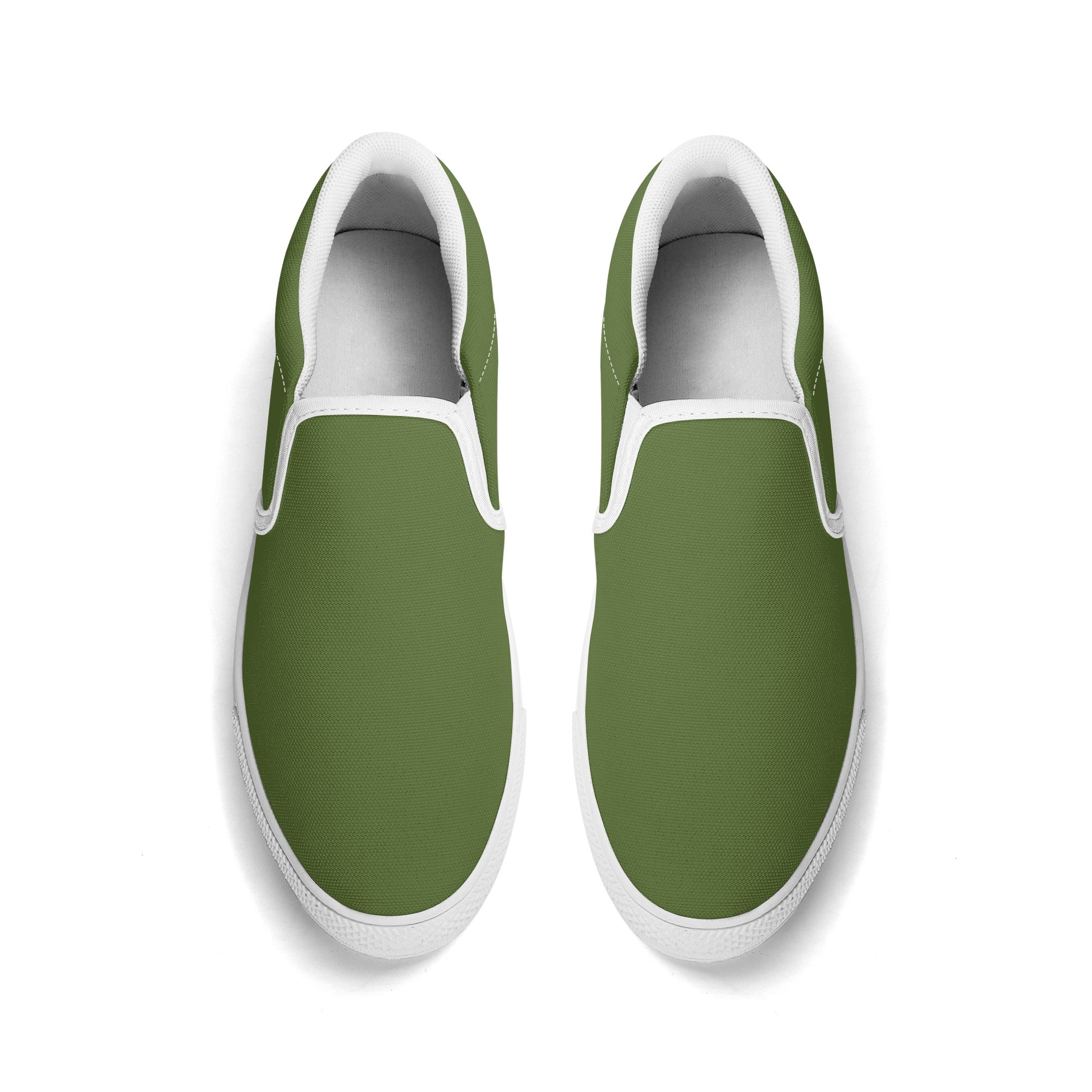 Dark Olive Green All Over Canvas Slipons (white pair top)