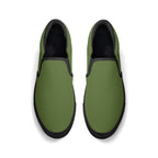 Dark Olive Green All Over Canvas Slipons (black pair top)