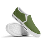 Dark Olive Green All Over Canvas Slipons (white pair stacked)