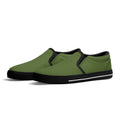 Dark Olive Green All Over Canvas Slipons (black pair angled)