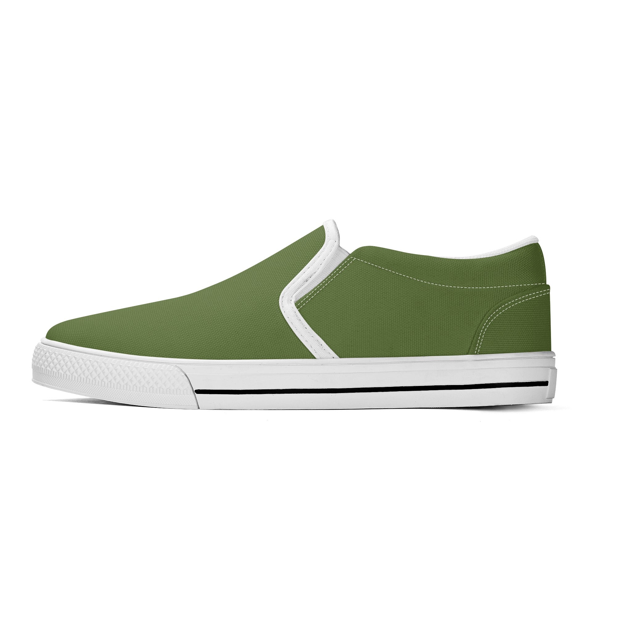 Dark Olive Green All Over Canvas Slipons (white left outside)