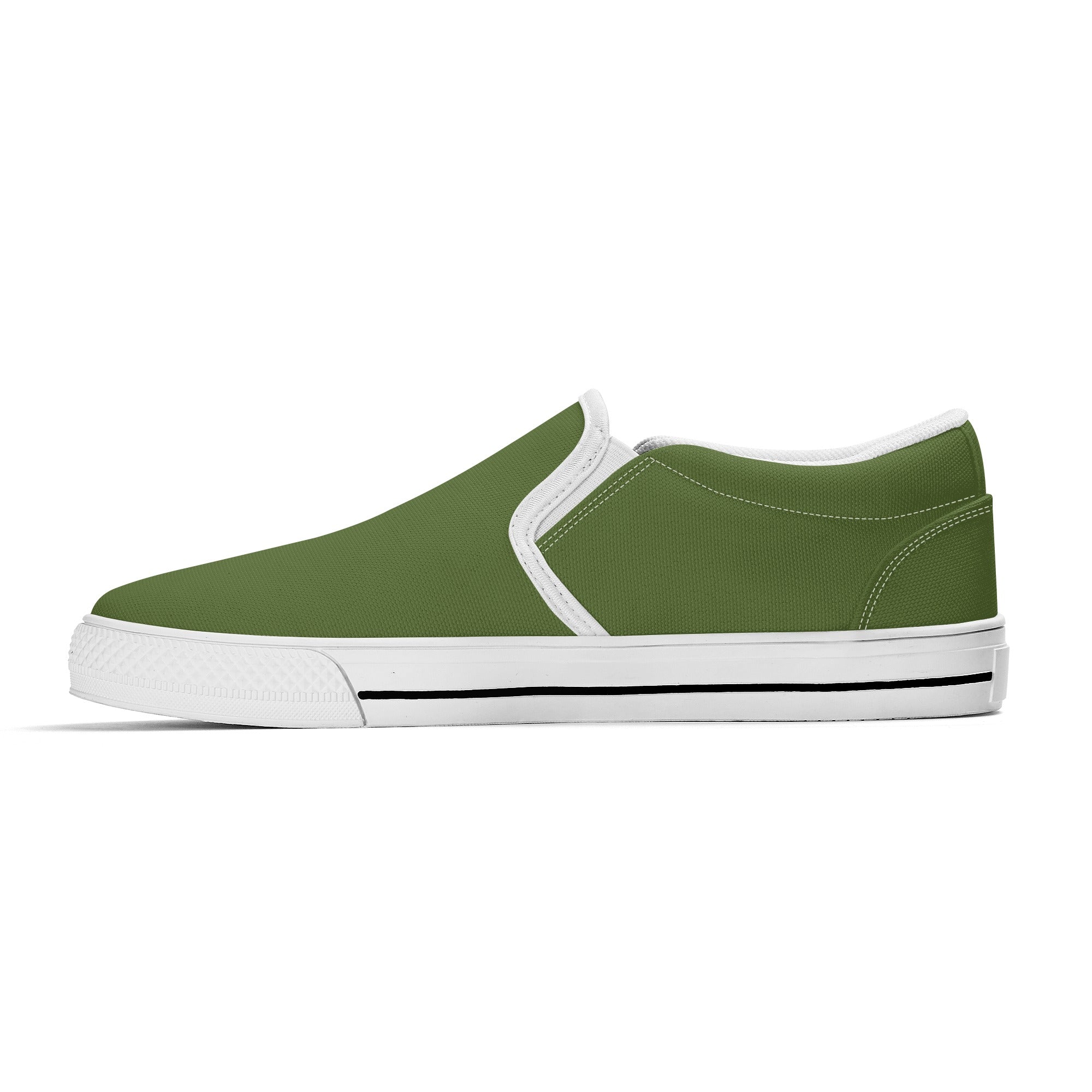 Dark Olive Green All Over Canvas Slipons (white right inside)