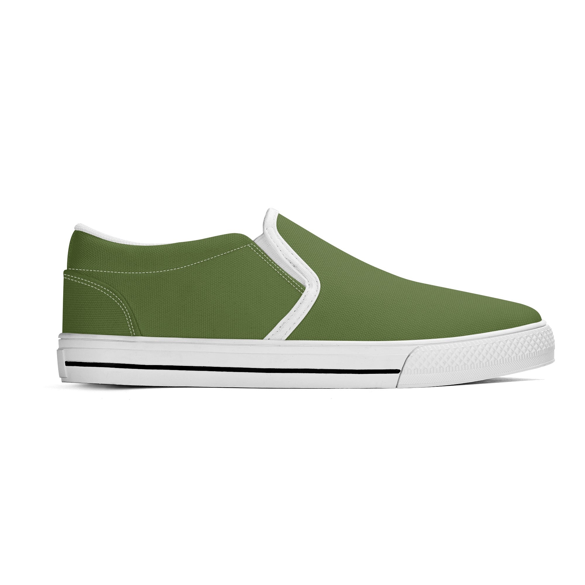 Dark Olive Green All Over Canvas Slipons (white right outside)