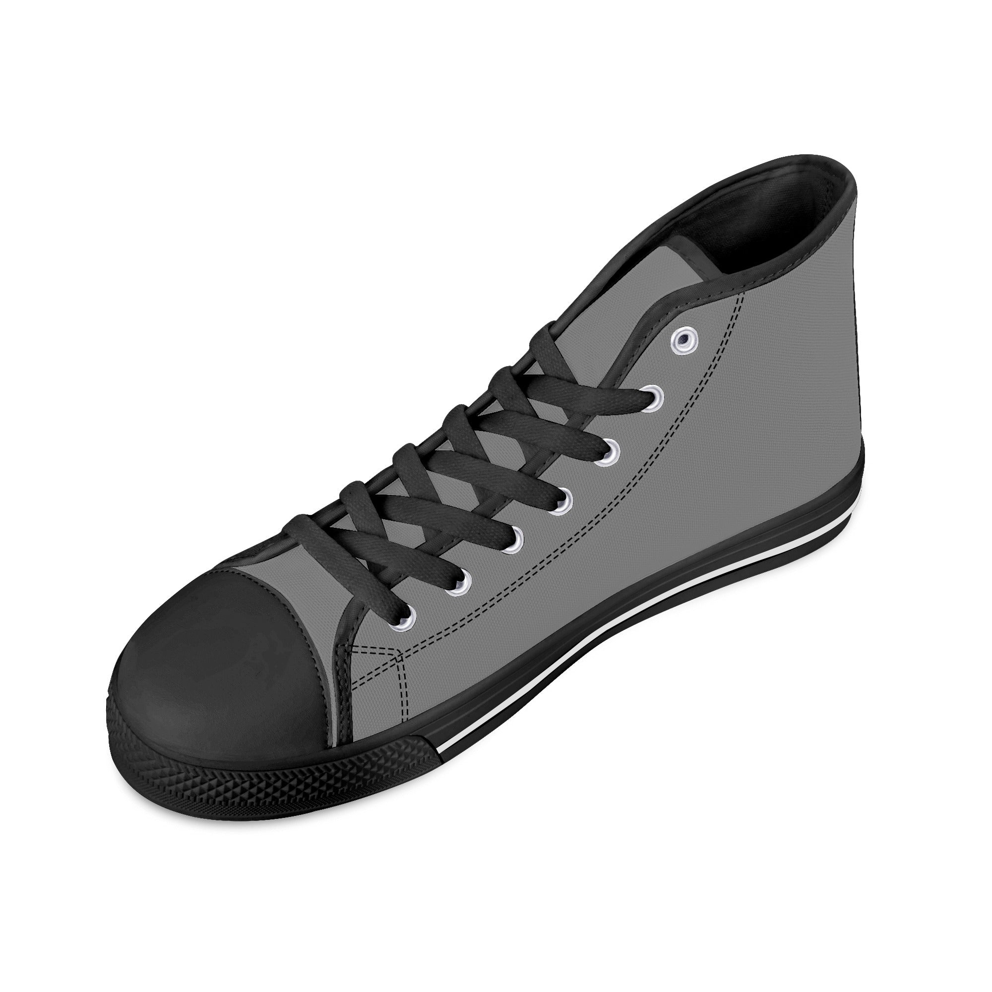 Gray All Over Canvas Hightops (black right above angled)