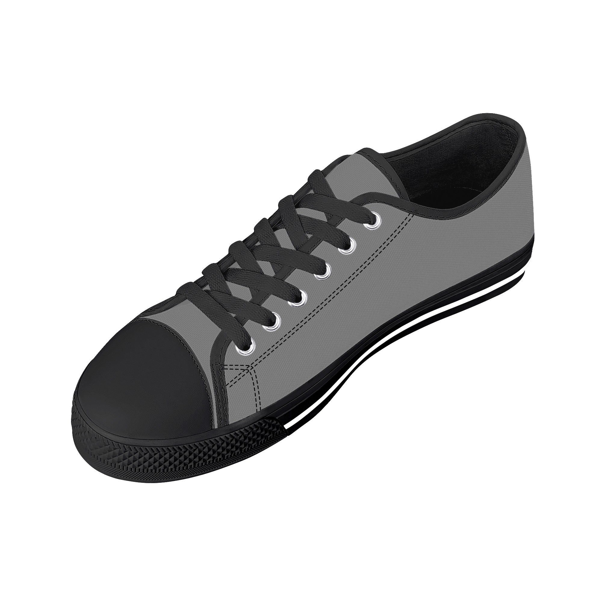 Gray All Over Canvas Lowtops (black right above angled)
