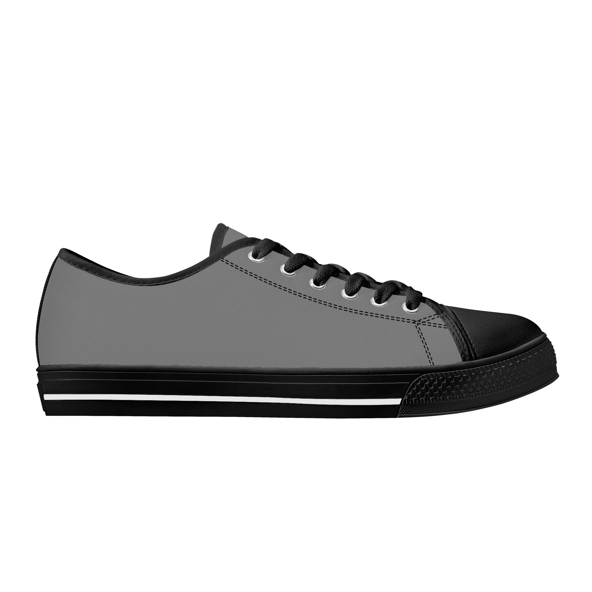 Gray All Over Canvas Lowtops (black right outside)
