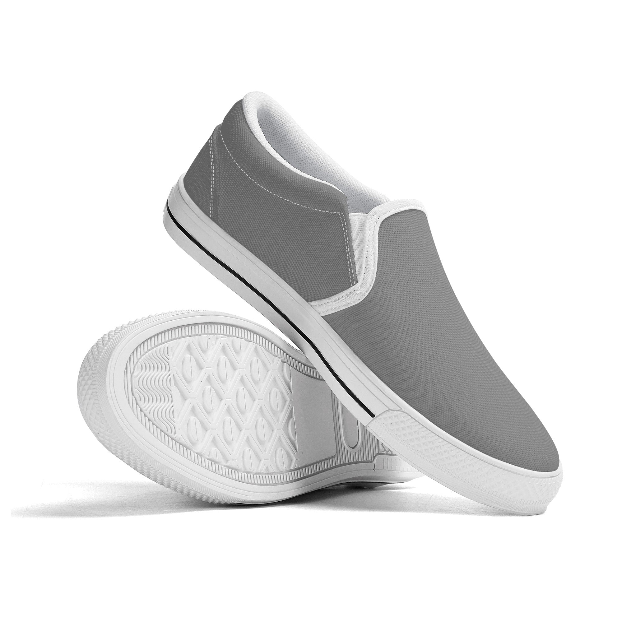 Gray All Over Canvas Slipons (white pair stacked)